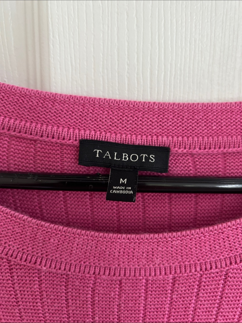 Talbots Raspberry Pink Ribbed Topper Sweater - Picture 2 of 3
